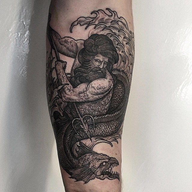 Poseidon Atacking Hydra tattoo – Best Tattoo Ideas Gallery