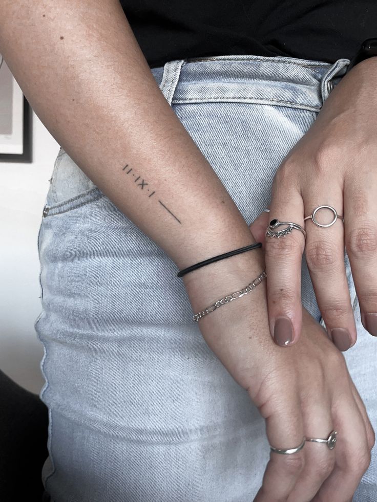 Roman numerals fineline tattoo