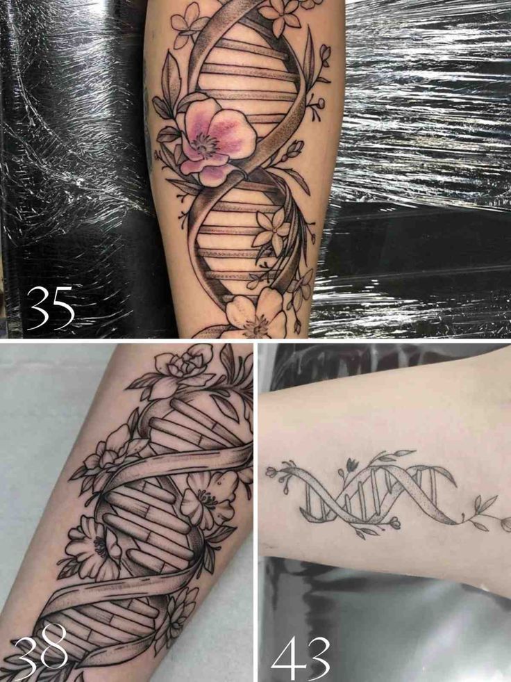 43 DNA Tattoo Strands, Chains & Flower Designs