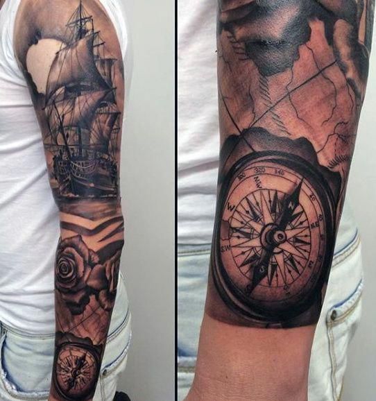 63 Compass Tattoo Designs for Men