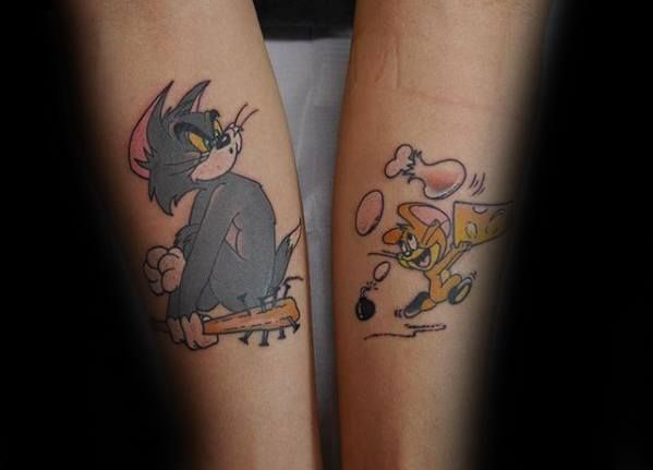 40 Classic Tom and Jerry Tattoo Designs for Men