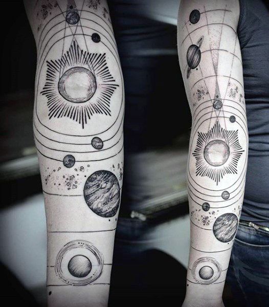 33 Stunning Solar System Tattoo Designs for Men | Solar system tattoo, Astronomy  tattoo, Planet tattoos