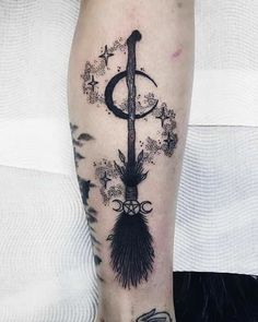 Discover 32 Witchy Tattoos and Pagan Tattoo Ideas | crescent moon cover up tattoo, tree tattoo designs, space tattoo patchwork and more