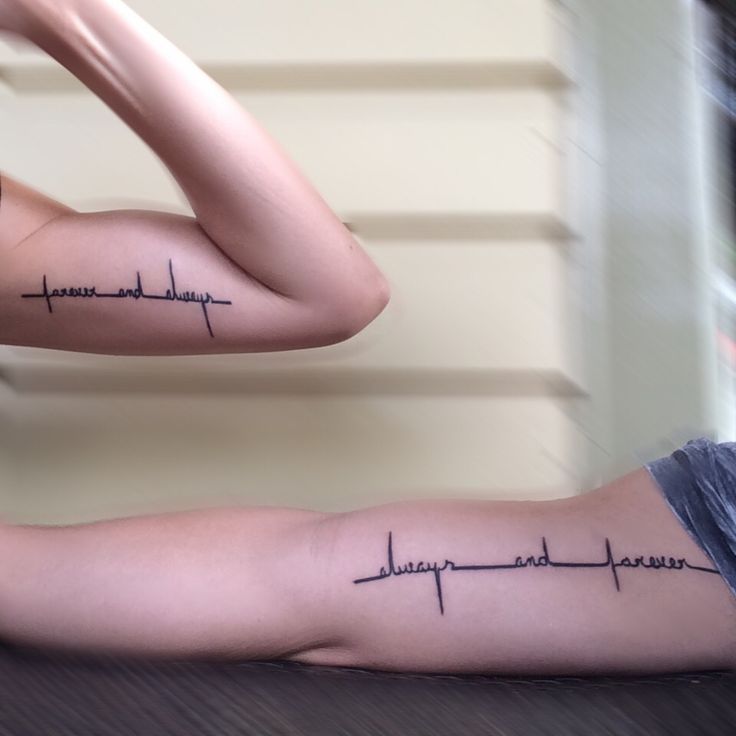 Anniversary heartbeat Tattoo "forever and always, always and forever"