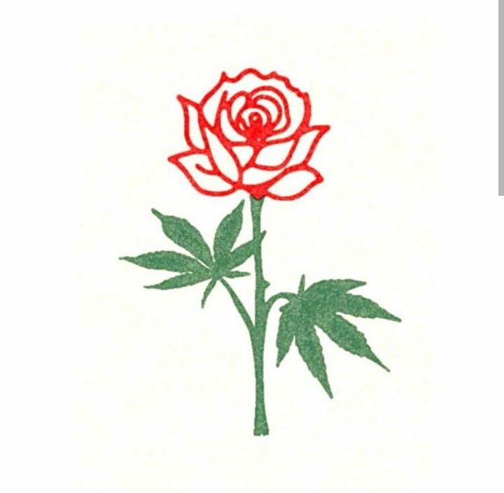 Red Rose Tattoo Design with Green Leaves
