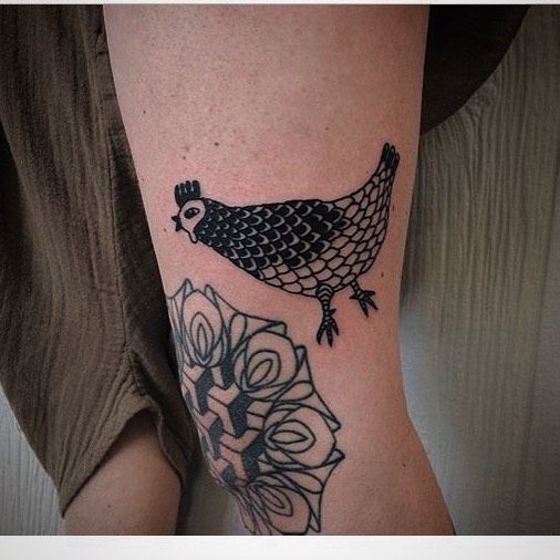 Black chicken tattoo - Tattoogrid.net