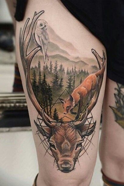 Pin by Carol Knibel on Thigh tattoos | Deer tattoo, Wildlife tattoo,  Country tattoos