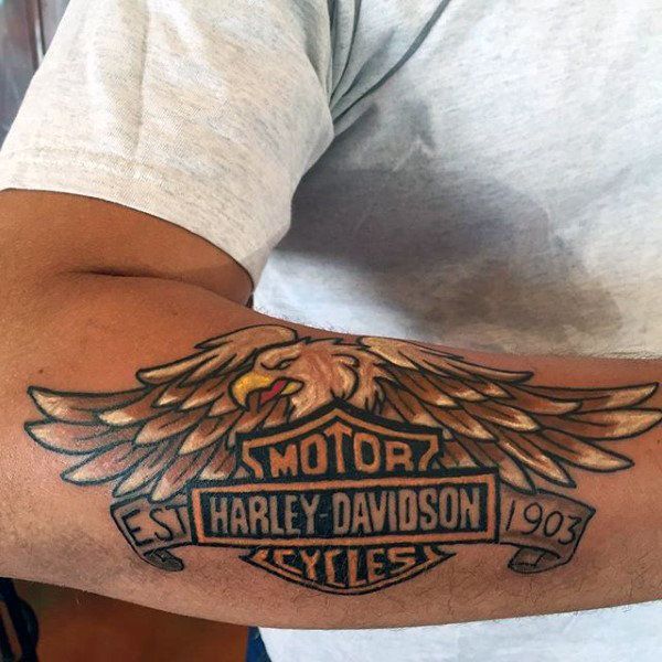 90 Harley Davidson Tattoos For Men - Manly Motorcycle Designs