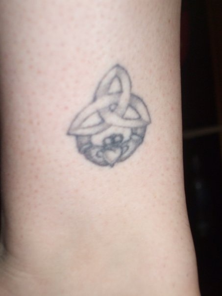 left ankle- trinity knot and claddagh