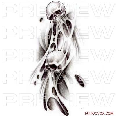 Double skull merge tattoo design - 350✯ Professional Tattoo Designs Online