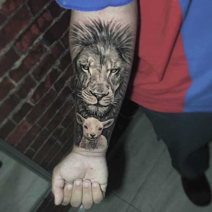Lion and Lamb Tattoo Design Ideas