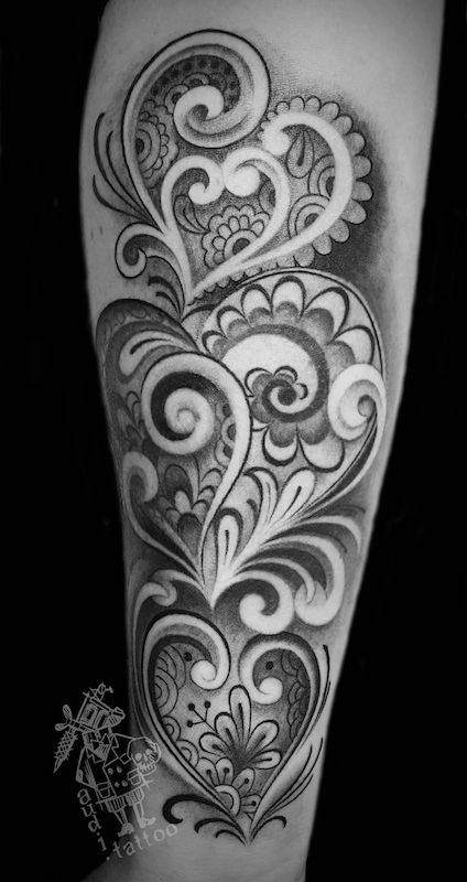Three Paisley Heart Tattoo - Midnight ...