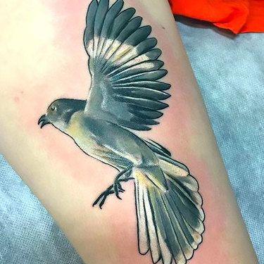 Mockingbird on Thigh Tattoo Idea