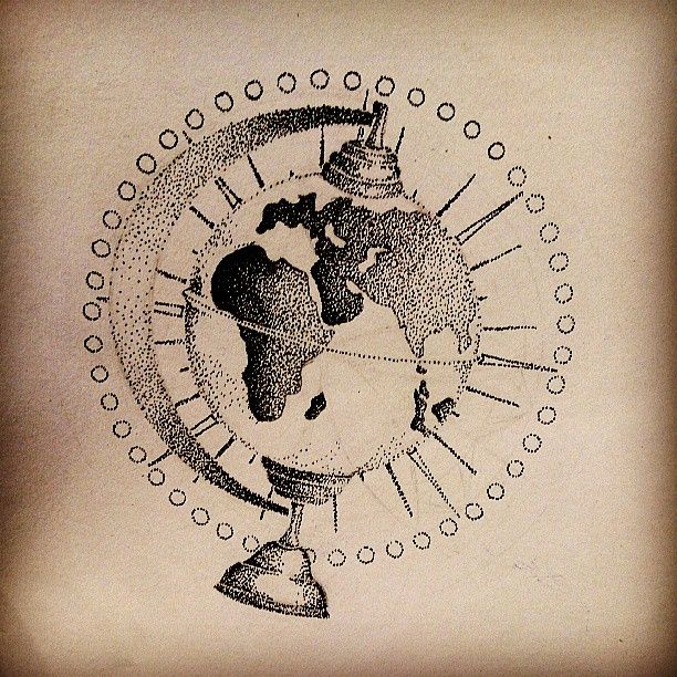 tattoo dotwork globe