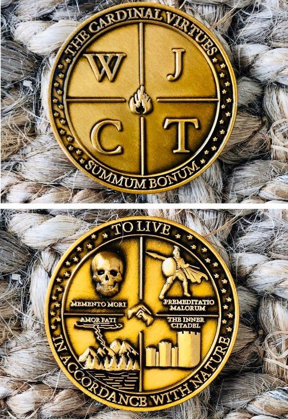 Stoic Coin Cardinal Virtues - Memento Mori - Amor Fati... - Etsy