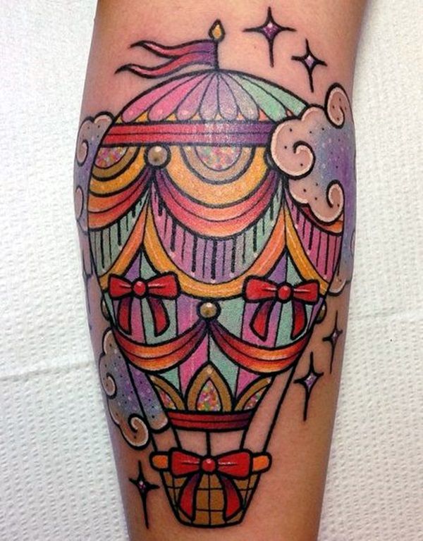 45 Cute Hot Air Balloon Tattoo Designs - Greenorc | Balloon tattoo, Hot air balloon  tattoo, Air