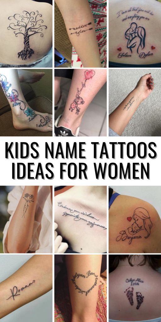 Kids Name Tattoos Ideas for Women: Creative Designs Featuring Names,  Birthdates, and Family Symbols
