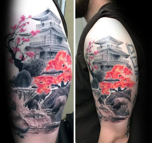 50 Epic Japanese Temple Tattoo Designs for Men