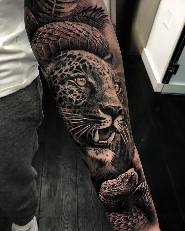 Pinterest | Jaguar tattoo, Animal sleeve tattoo, Jungle tattoo