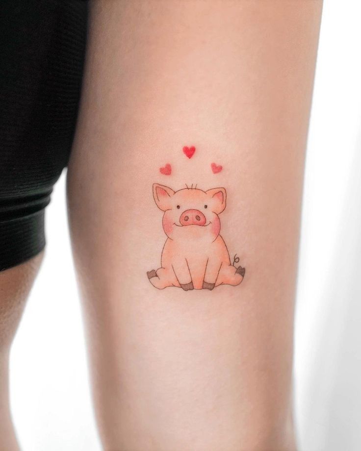 Adorable Pig Tattoo with Heart Design