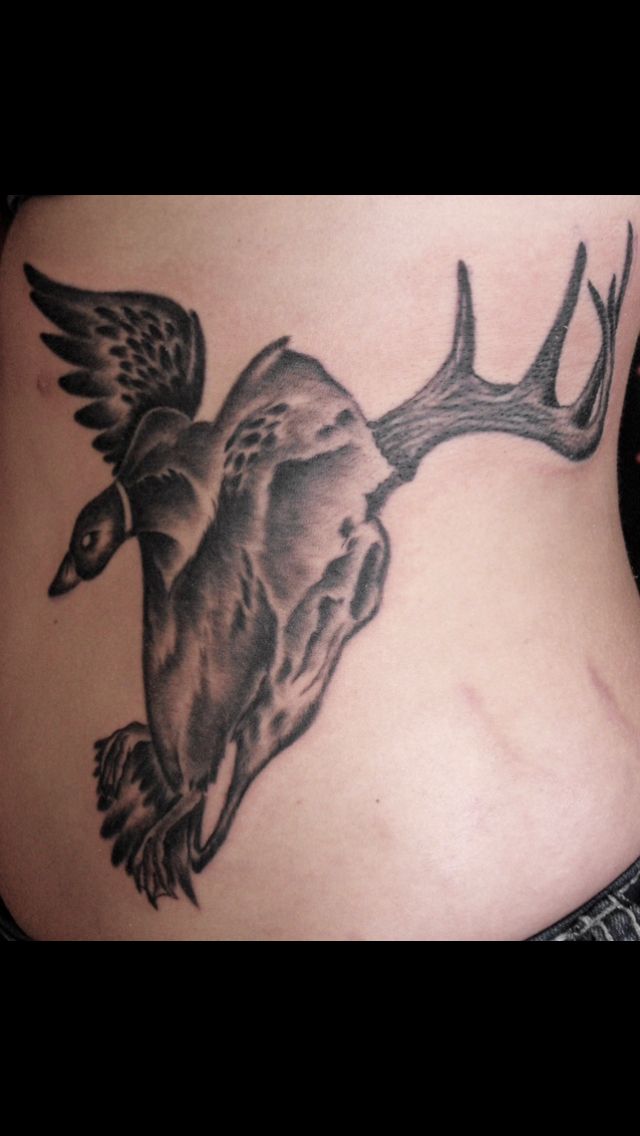Deer/duck tattoo