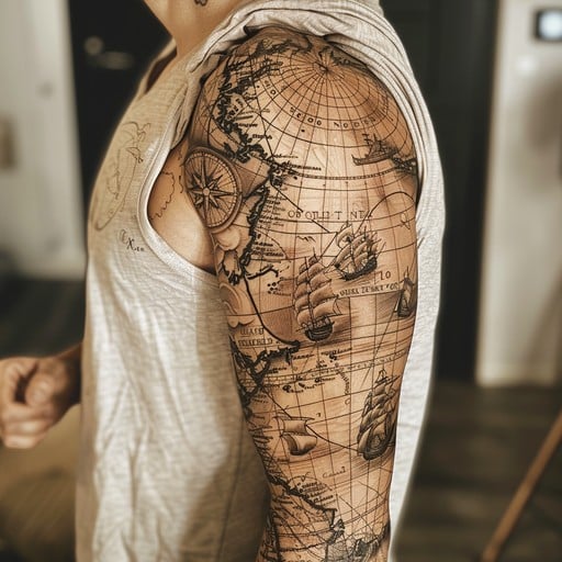 Vintage Map Tattoo