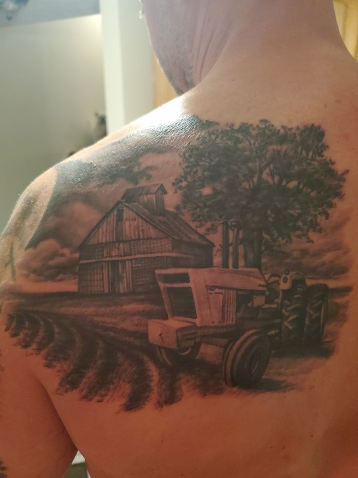 Farm scene tattoo