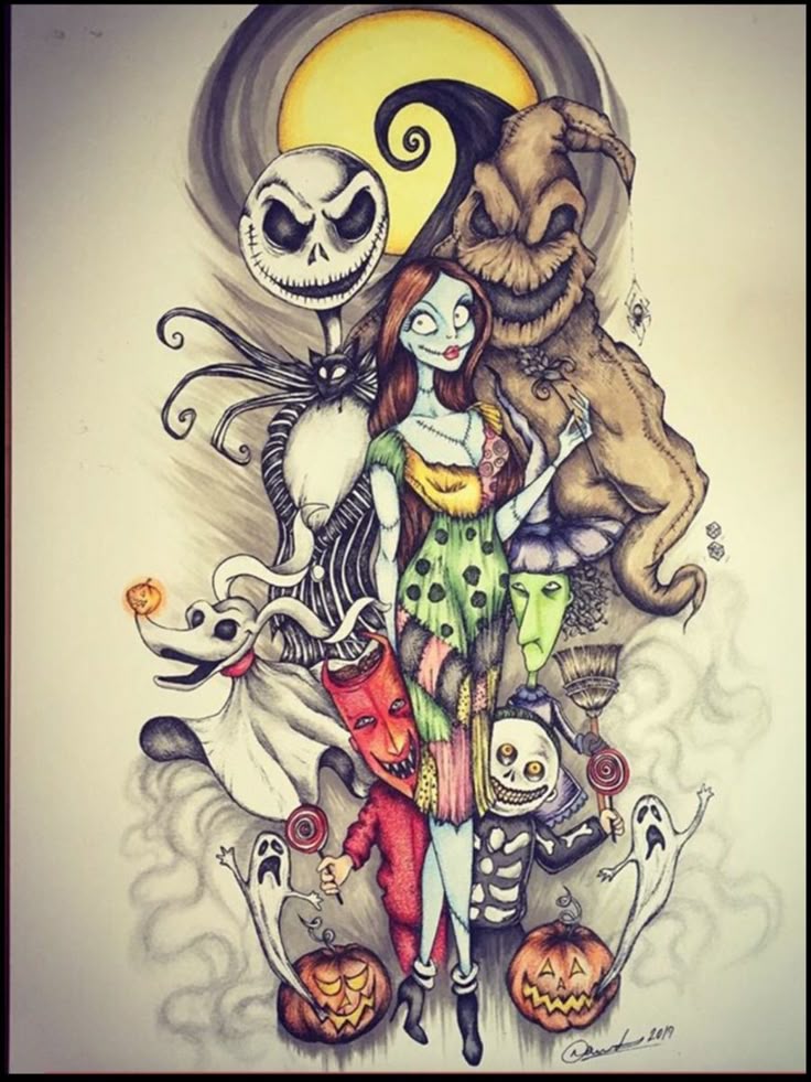 Pin by Jennifer Warm on Tattoo ideas | Halloween tattoos sleeve, Nightmare  before christmas tattoo, Nightmare before christmas drawings