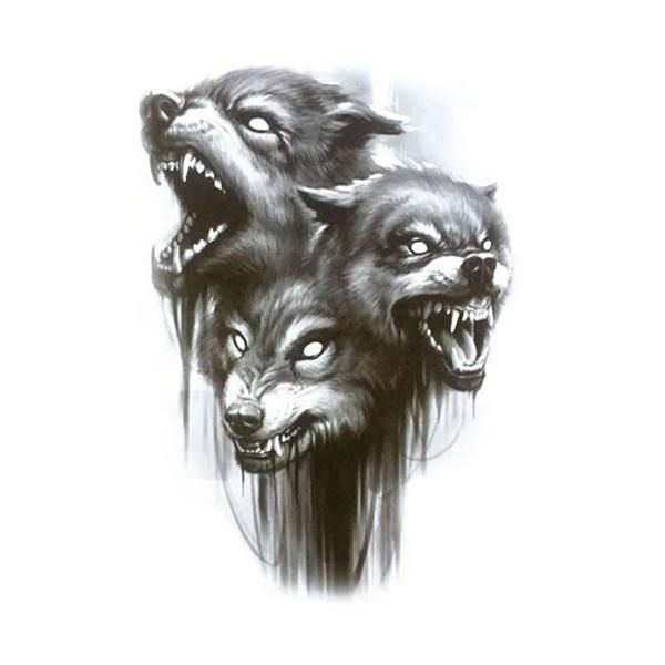 WOLF TATTOO AGGRESSIVE TRIO - Wolf Temporary Tattoo