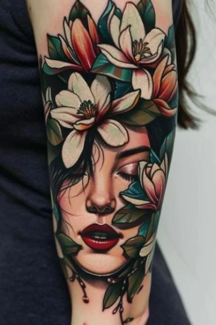 Elegant Magnolia Tattoo Ideas for Women