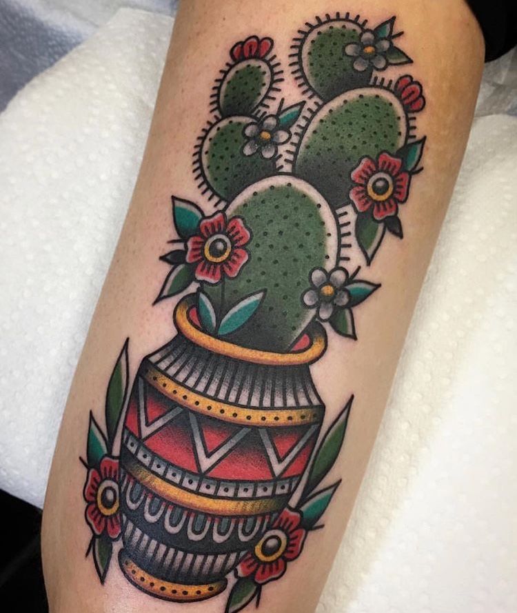 American Traditional Succulent Tattoo