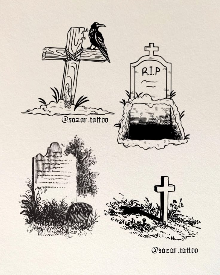 Grave tattoo designs available! Taking appointments and deposits for  April/May. DM to book yours! 🦇 • • • #graveyardtattoo #ink #tattoo  #deathtattoo #graveyard #coveruptattoo #blackandgreytattoo #harveywesker  #trashpolskatattoo #weskerink ...