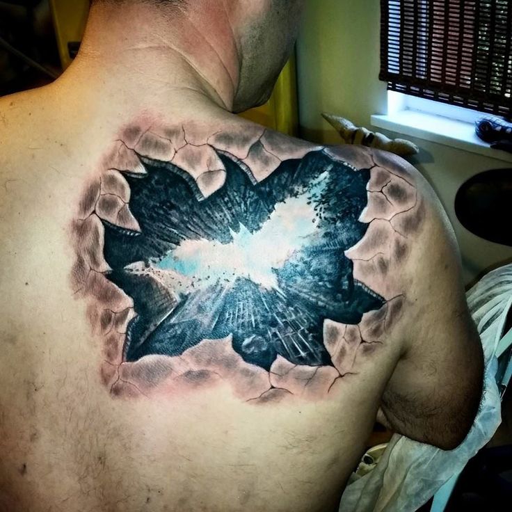 3D Batman Gotham City Tattoo