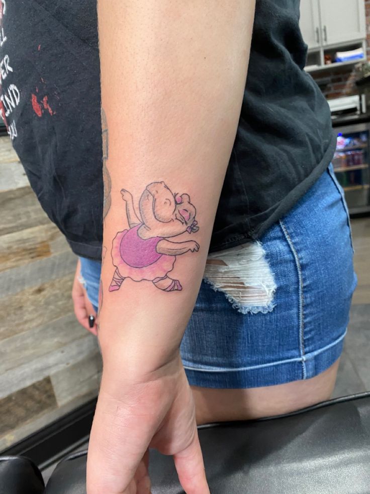 Dancing hippo tattoo