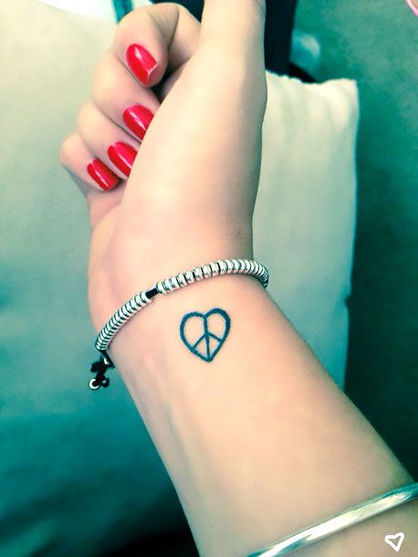 Peace Heart on Wrist Tattoo Idea