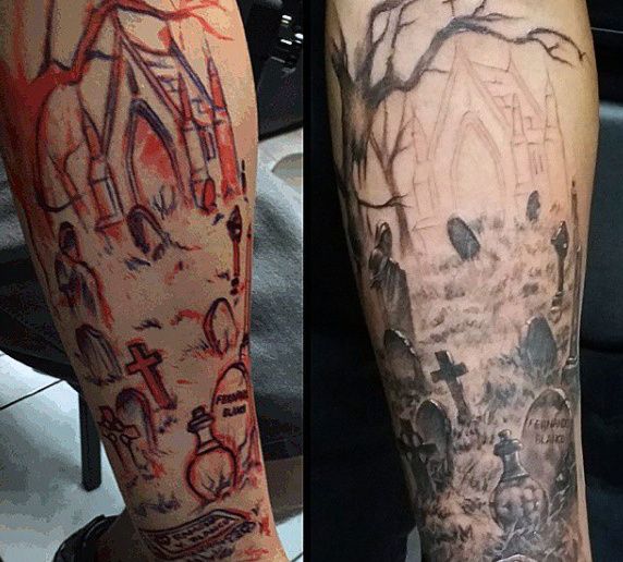 40 Graveyard Tattoo Designs for Men