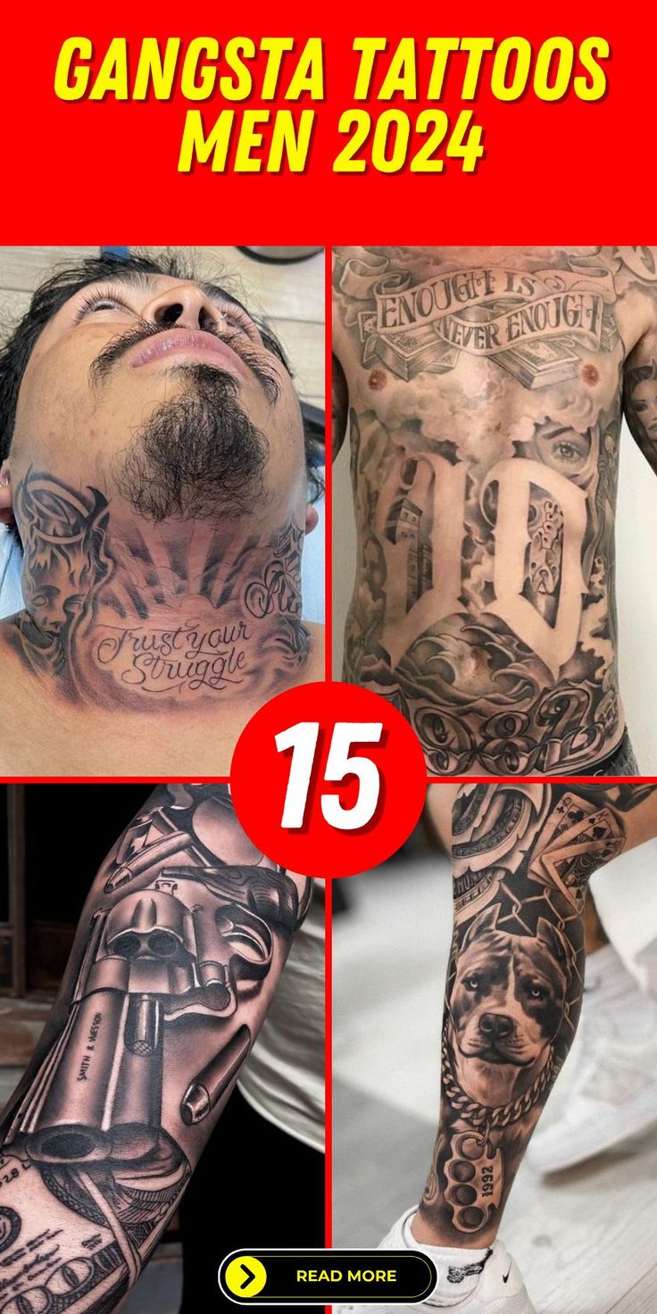Gangsta Tattoos Men 2024: Artistic Sleeve and Leg Designs for a Striking  Look