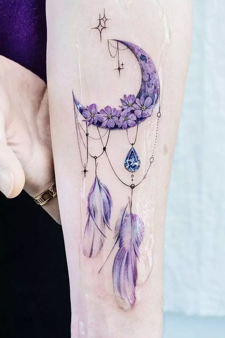 Dream Catcher with Moon Tattoo Design