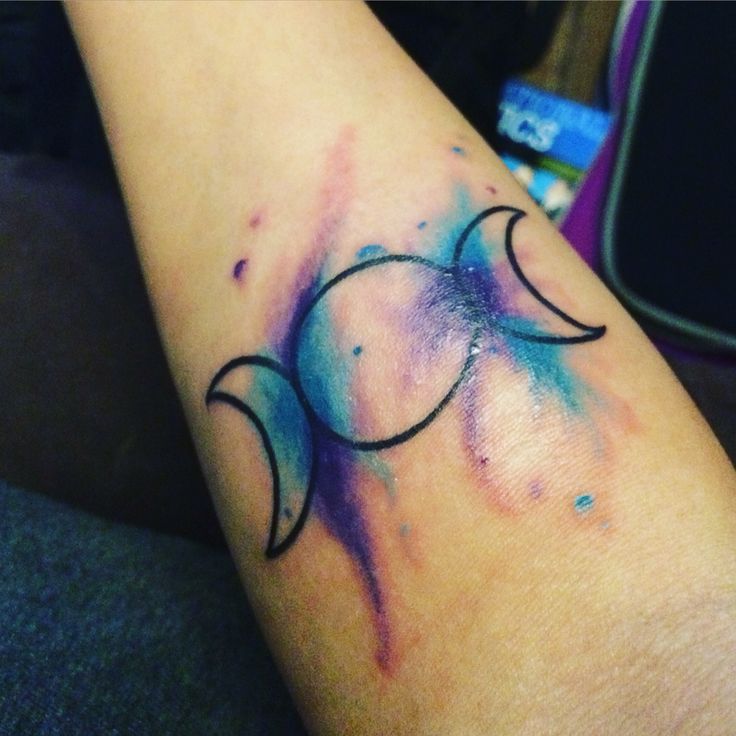 Triple goddess moon water color tattoo