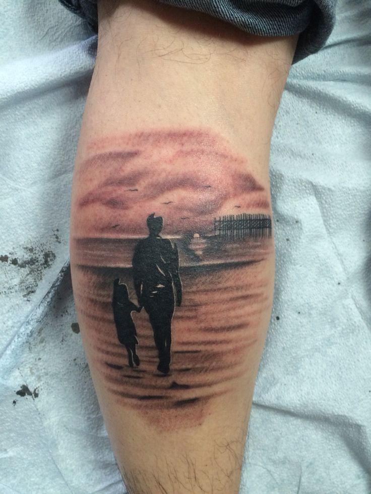 Walking on beach tattoo