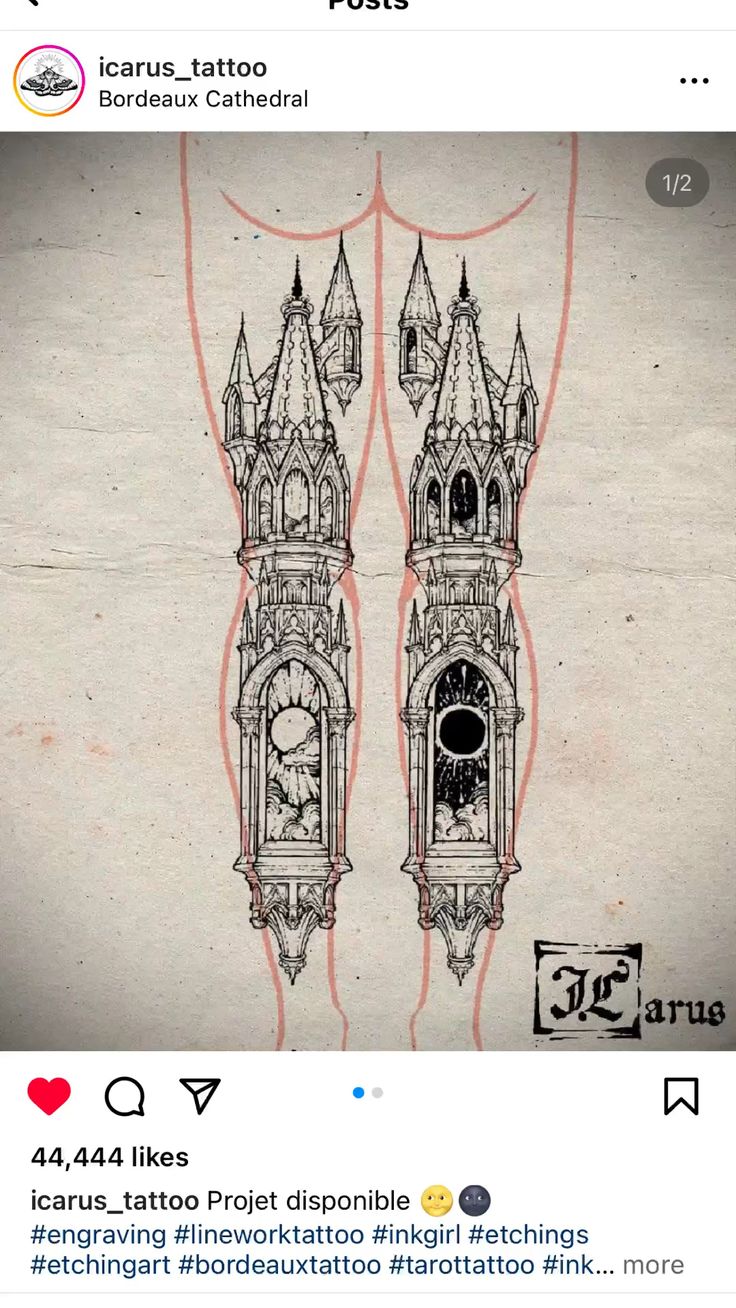 bordeaux cathedral tattoo @icarus_tattoo instagram