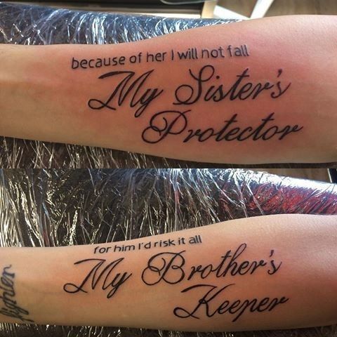 Pin by Christina Marie on family tats | Brother sister tattoo, Sister protector tattoos, Brother tattoos