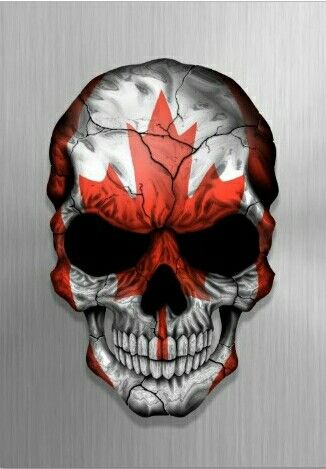 Skull with Canadian Flag Tattoo