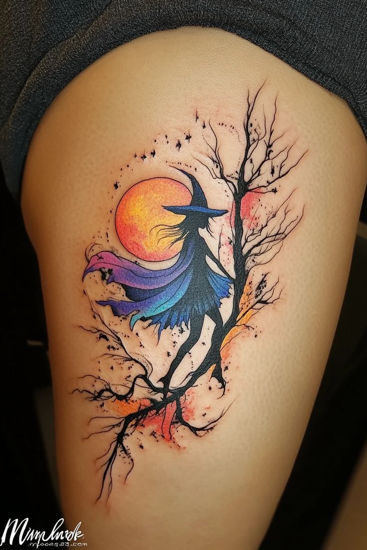 50+ Witch Tattoo Ideas for Halloween Fans