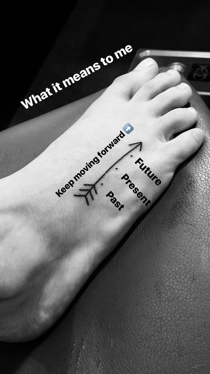 Arrow foot tattoo - cute, simple and to the point - keep moving forward ⏪➡️