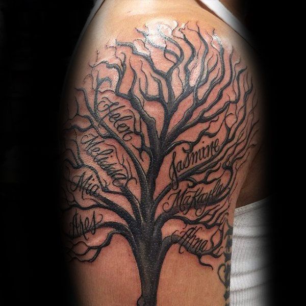 59 Emotive Family Tree Tattoo Designs for Men