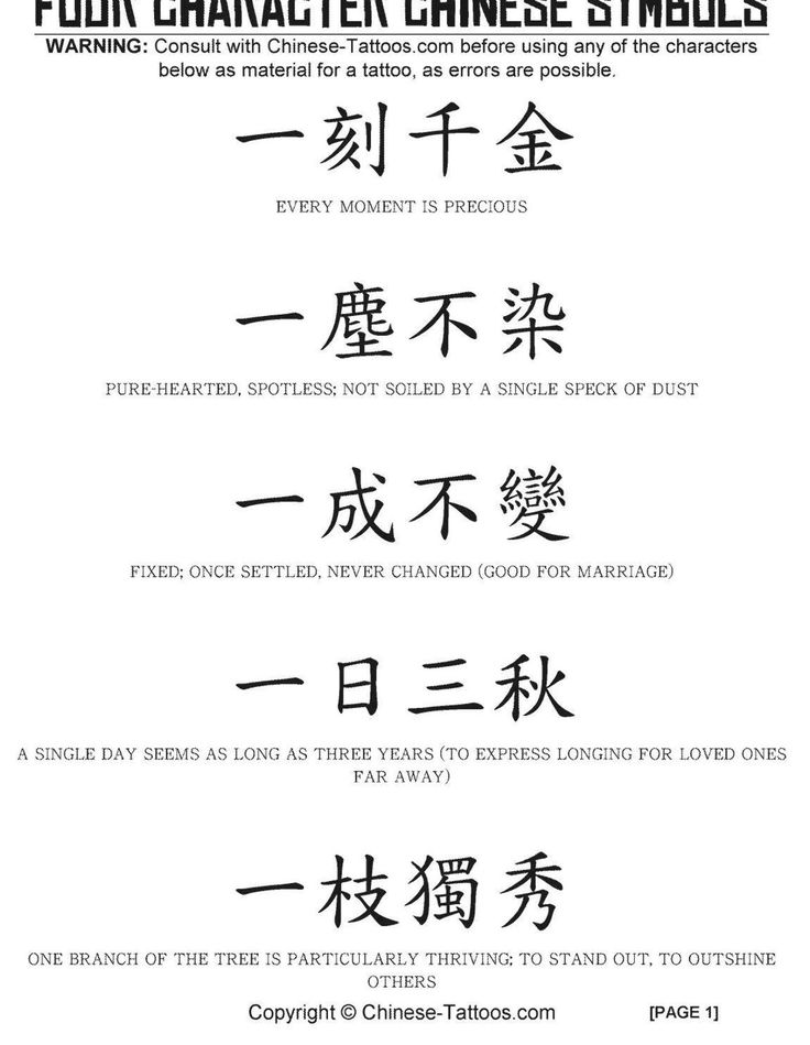 Chinese Tattoos - 4 Character Symbols Chinese tattoo designs and symbols  using 4 characters | Chinese tattoo,