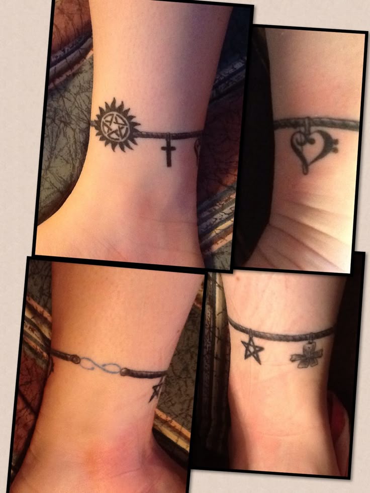 Cute anklet tattoo with an incorporation of the supernatural tattoo!
