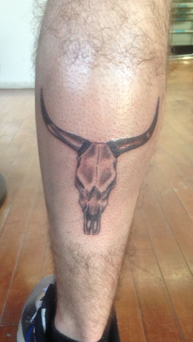Longhorn bull skull tattoo