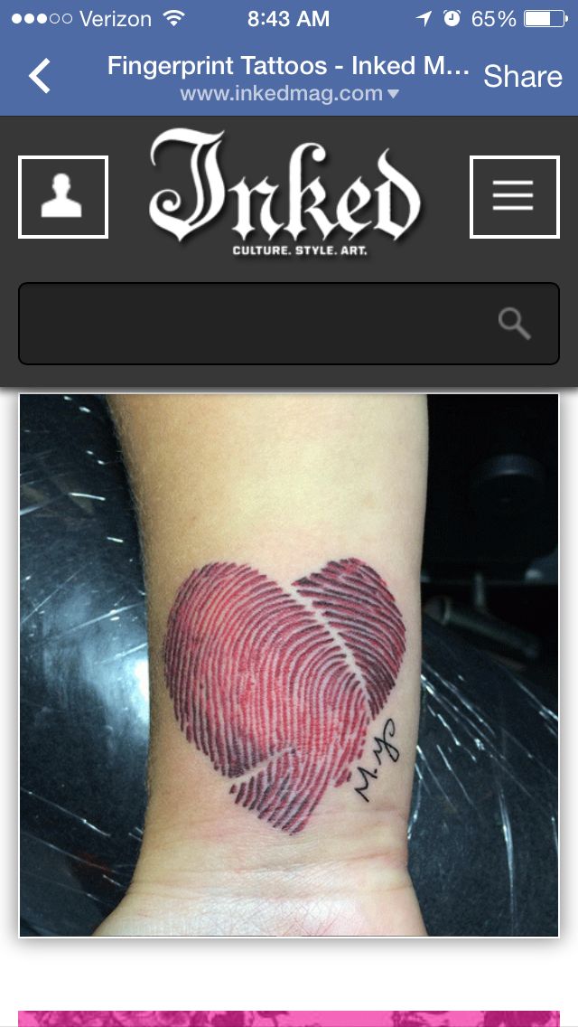 Fingerprint tattoos ... Such a cute idea!!